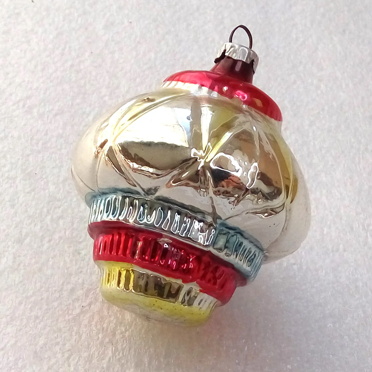 Antique GDR Vintage Glass Christmas Ornament Carousel