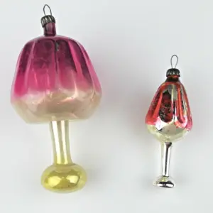 Set of 2 Vintage Glass Christmas Ornaments Floor Lamps