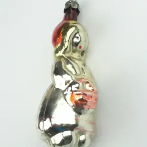 Vintage USSR Silver Glass Christmas Tree Ornaments Red Hood