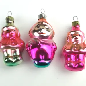 Set of 3 Vintage Glass Christmas Ornaments Russian Gnomes