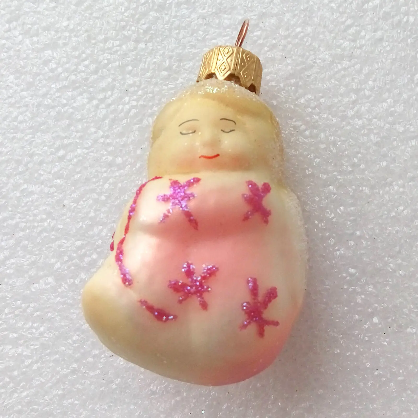 Ukrainian Glass Christmas Ornament Angel Baby