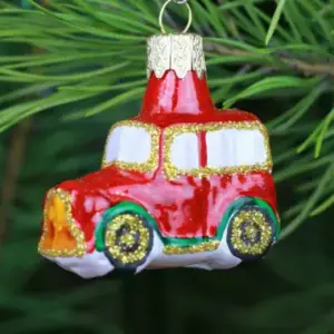 Ukrainian Glass Christmas Ornament Automobile