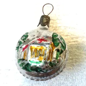 Vintage USSR Glass Christmas Ornament Old House