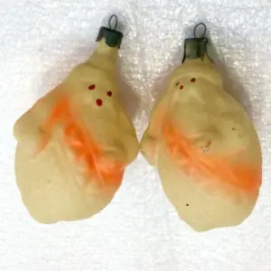Set of 2 Vintage Glass USSR Christmas Ornaments Prince Lemon