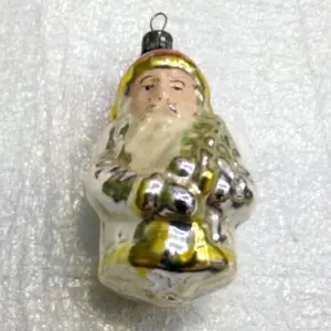 Vintage Glass USSR Christmas Ornament Old Santa