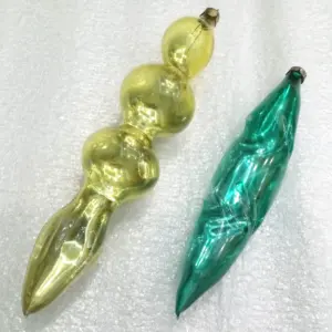 Set of 2 Big Vintage Glass Christmas USSR Tree Ornaments Icicles