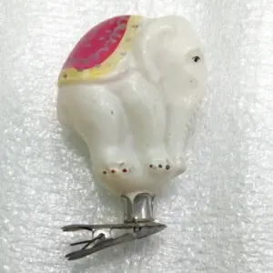 Antique Vintage Russian Glass Christmas Ornament Elephant