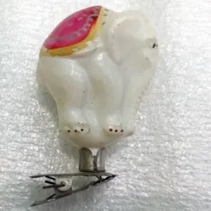 Vintage Glass USSR Christmas Ornament Elephant