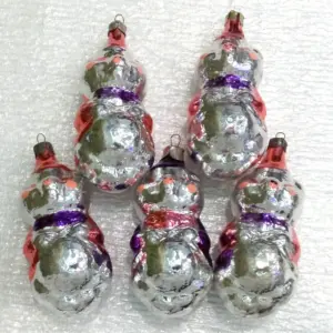 Set of 5 Vintage Glass Christmas Ornaments Toy Pigs