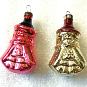 Set of 2 Vintage Glass Christmas Tree Ornaments Cat in Boot