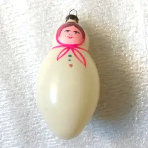 Vintage Glass Christmas USSR Ornament Toy Nesting Doll