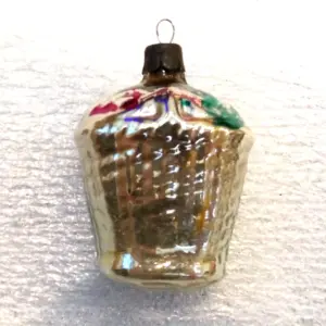 Vintage Glass Christmas USSR Ornament New Basket