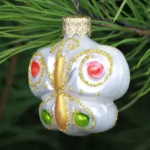 New Ukrainian Glass Christmas Ornament Butterfly