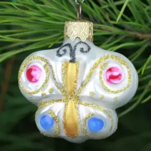 New Ukrainian Glass Christmas Ornament Butterfly