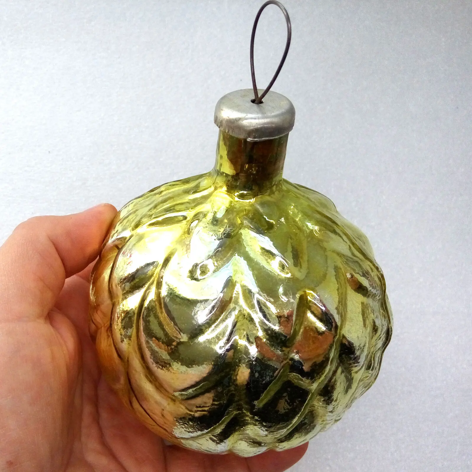 Huge Vintage Ukrainian Glass Christmas Tree Ornament Hop
