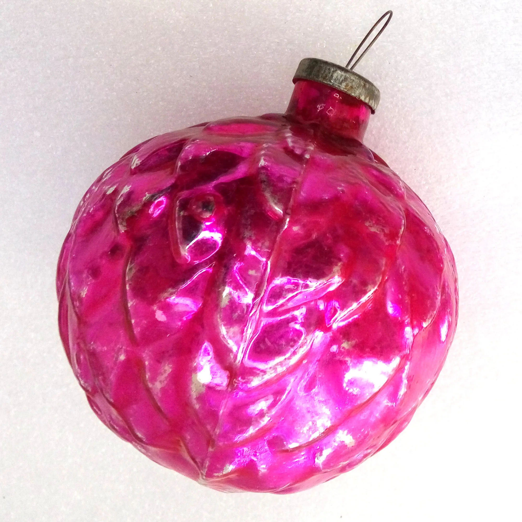 Huge Vintage Ukrainian Glass Christmas Tree Ornament Hop