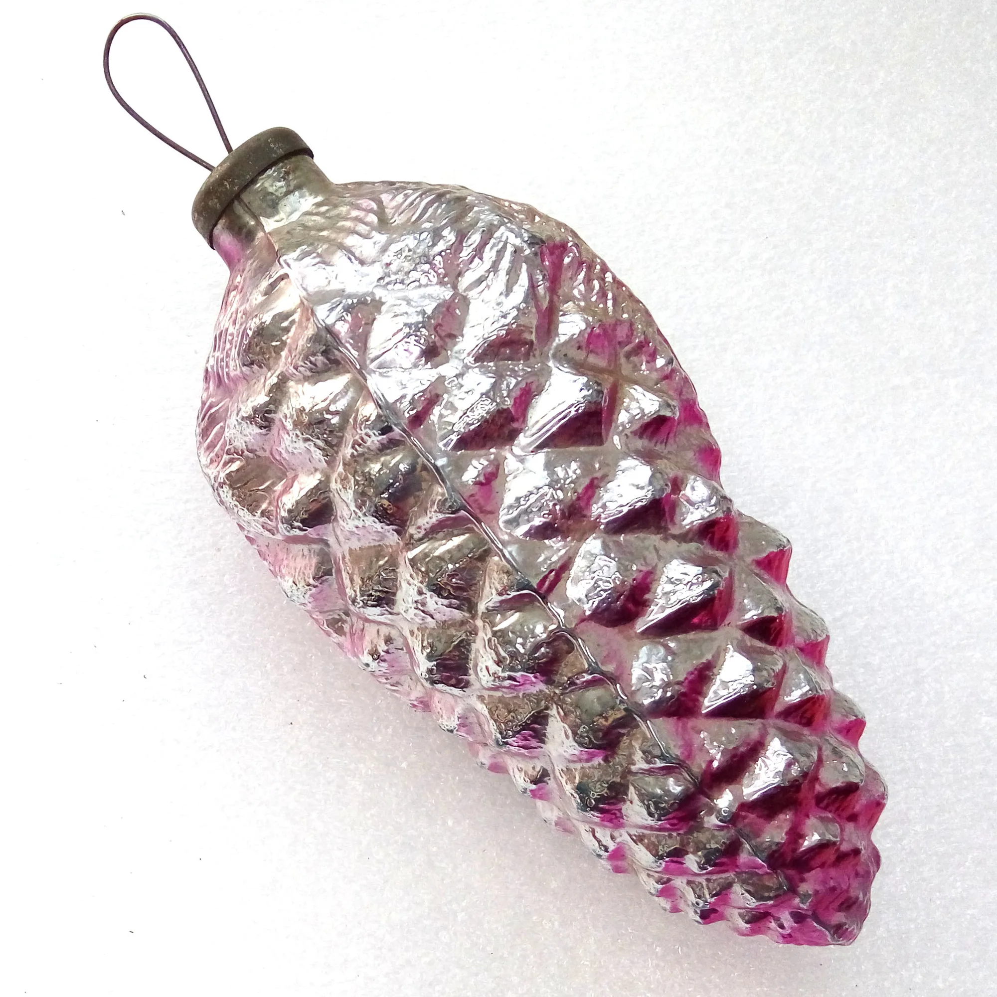Huge Vintage Ukrainian Glass Christmas Ornament Pinecone