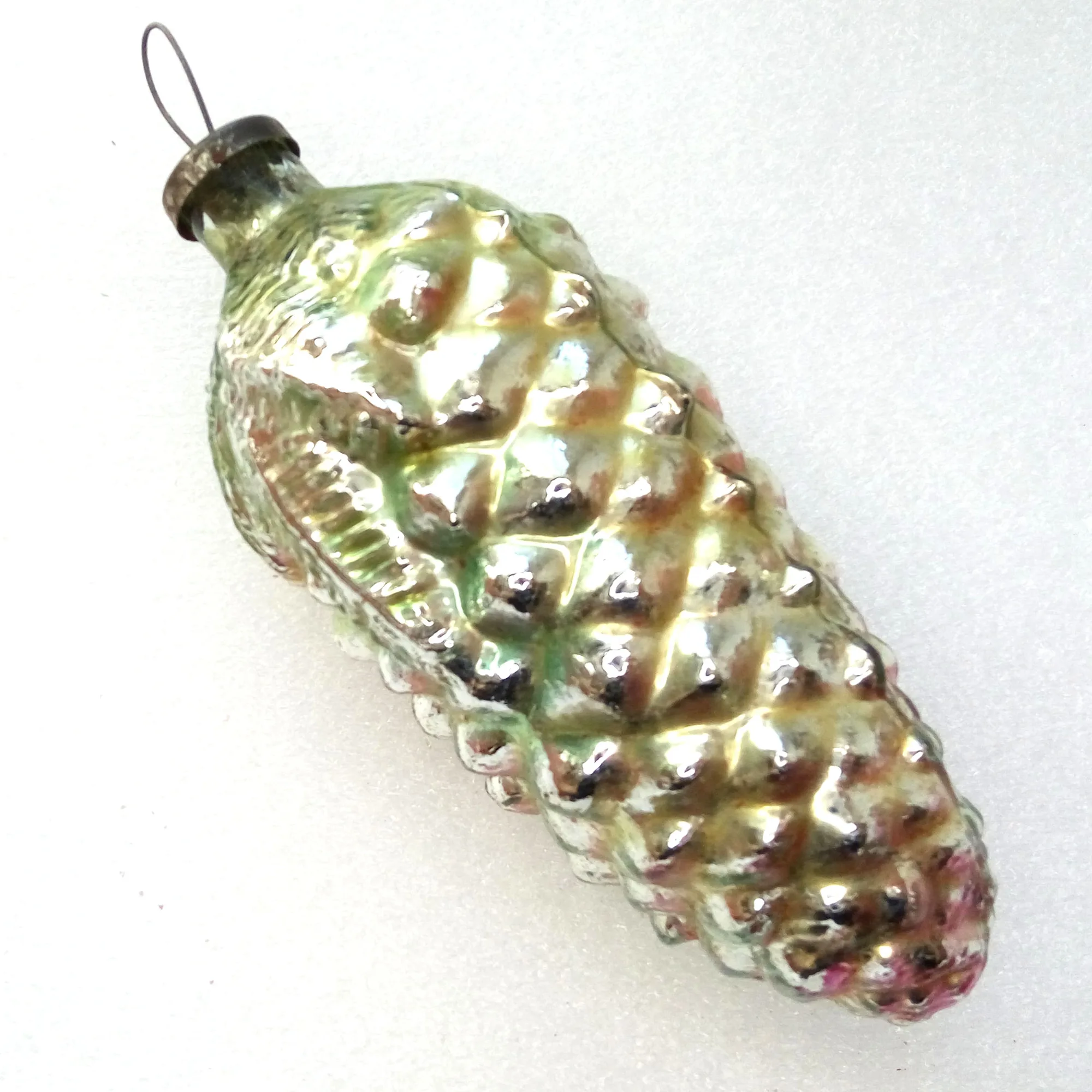 Huge Vintage Ukrainian Glass Christmas Ornament Pinecone