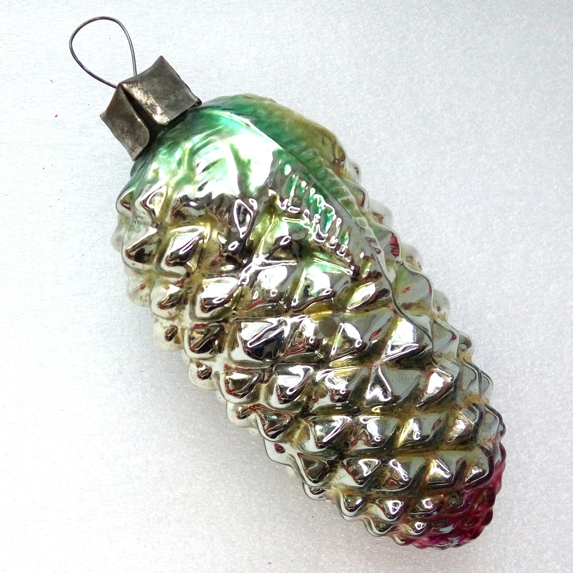 Huge Vintage Ukrainian Glass Christmas Ornament Pinecone