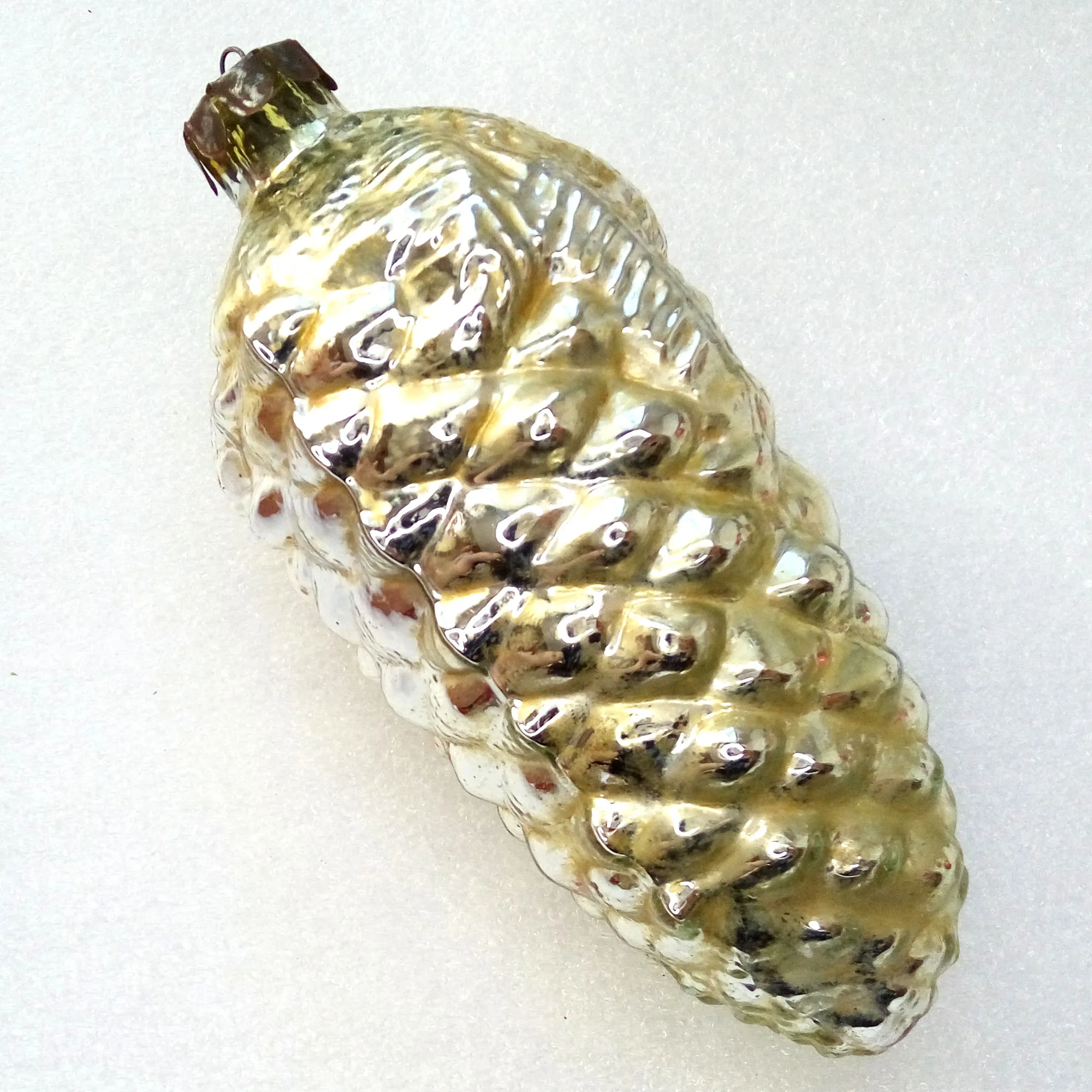 Huge Vintage Ukrainian Glass Christmas Ornament Pinecone