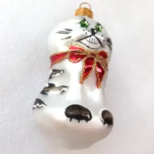 Ukrainian Glass Christmas Ornament Decor Cat