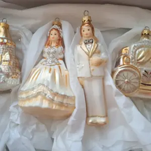 Set of 4 New Ukrainian Glass Christmas Big Ornaments Cinderella