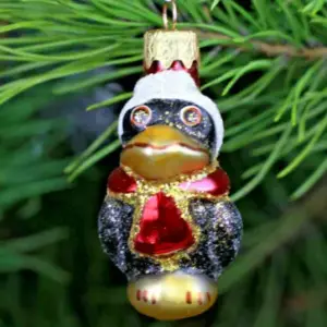 Ukrainian Glass Christmas Ornament Crow