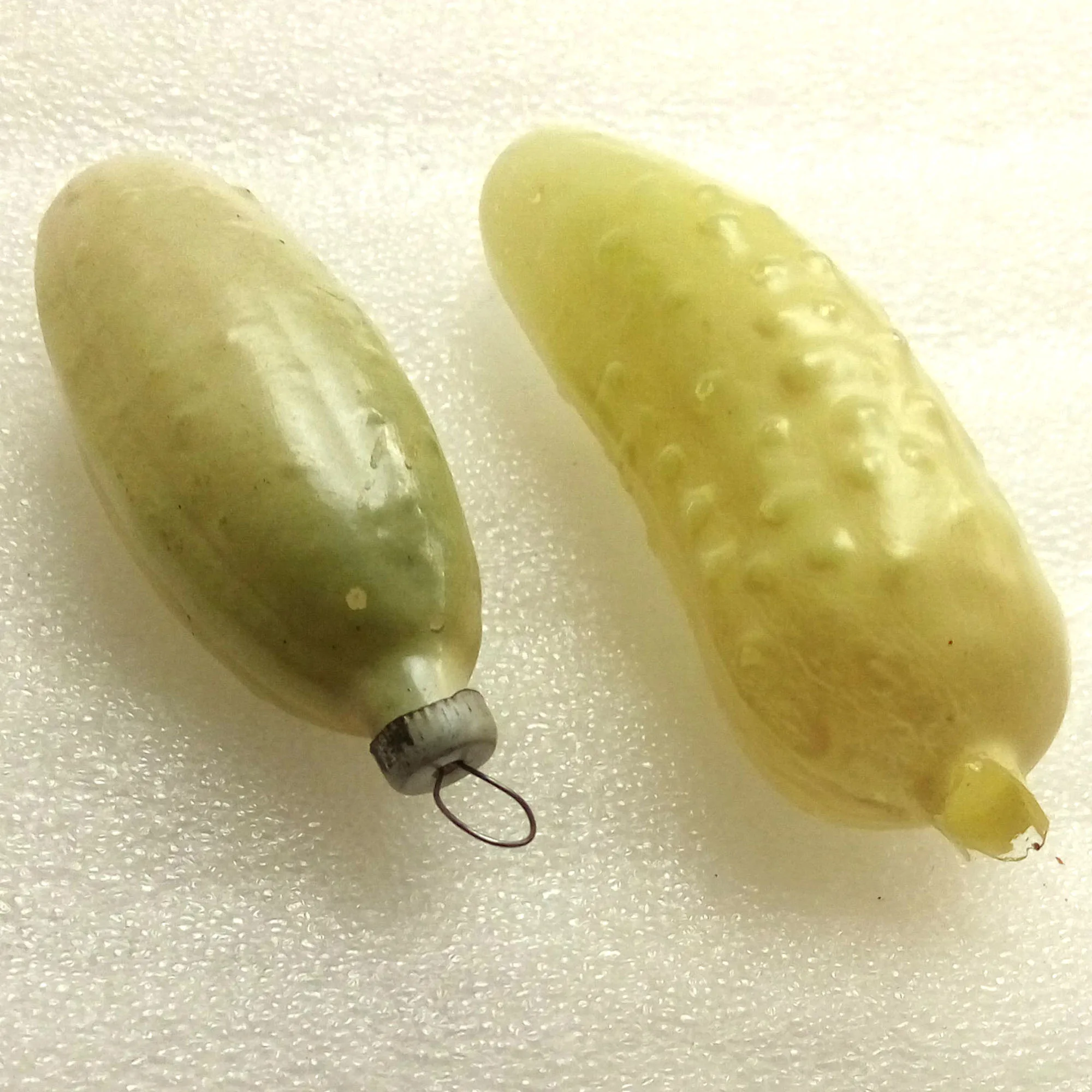 Set of 2 Vintage USSR Glass Christmas Ornaments Old Pickles
