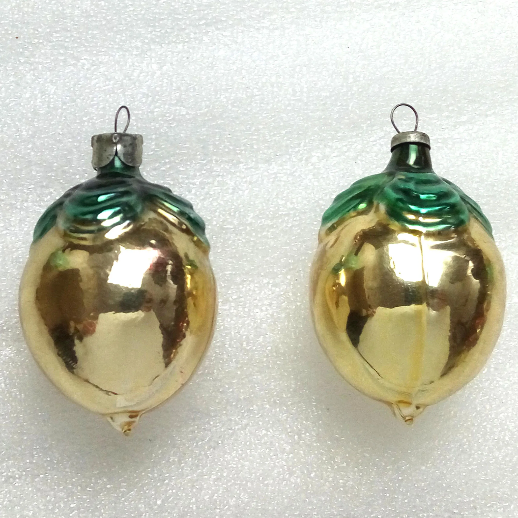 Set of 2 Vintage USSR Glass Christmas Ornaments Old Plums