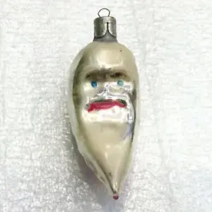Vintage Glass USSR Christmas Tree Ornament Old Half Moon