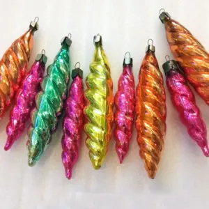 Set of 9 Vintage Glass Christmas USSR Old Ornament Icicles