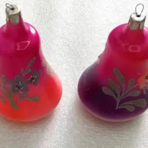 Set of 2 Vintage Glass Christmas USSR Ornaments Bells