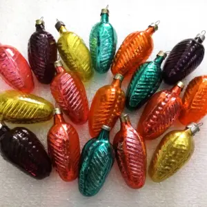 Set of 17 Vintage Glass Christmas USSR Ornaments Old Cones