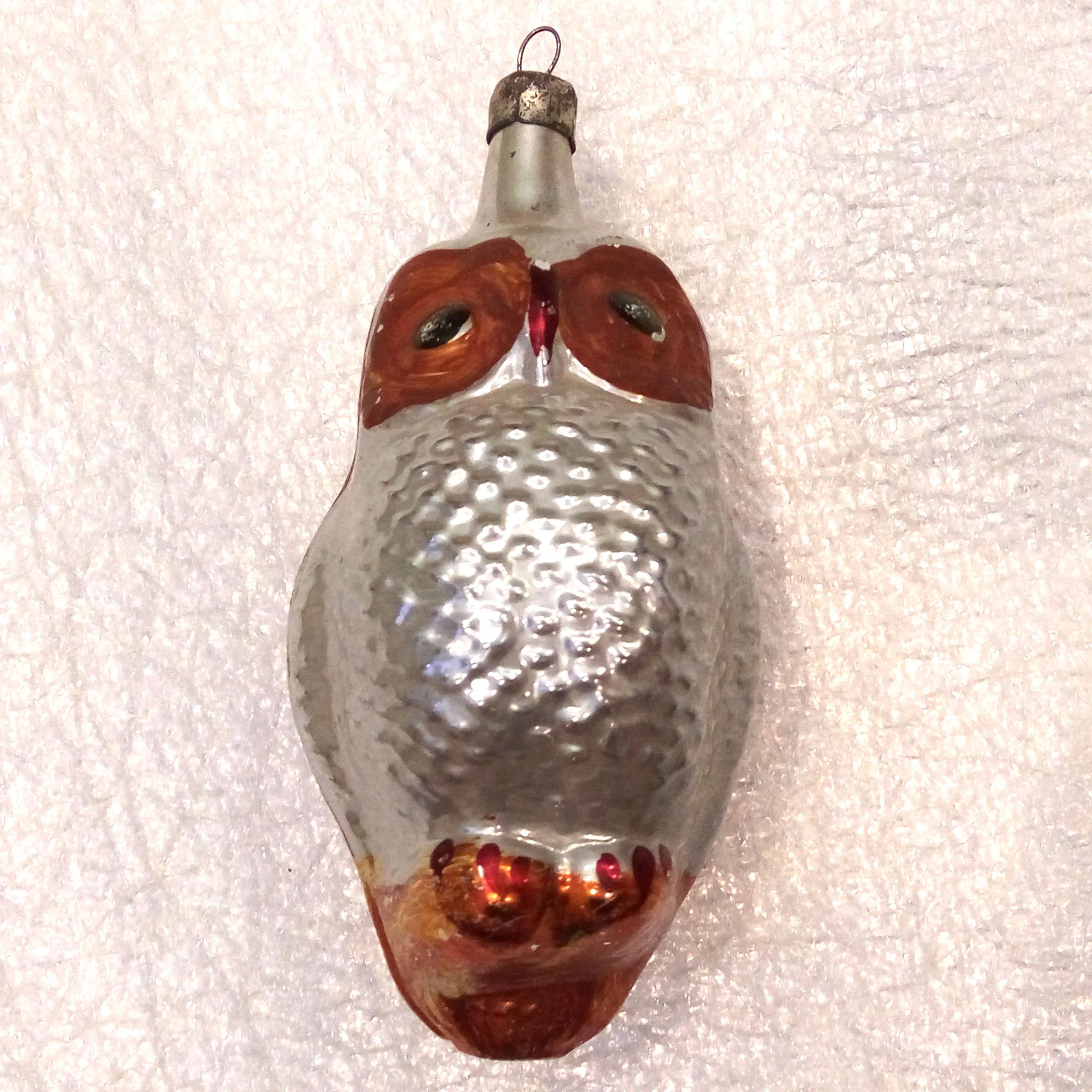 Vintage Glass Christmas Ornament Toy Old Owl
