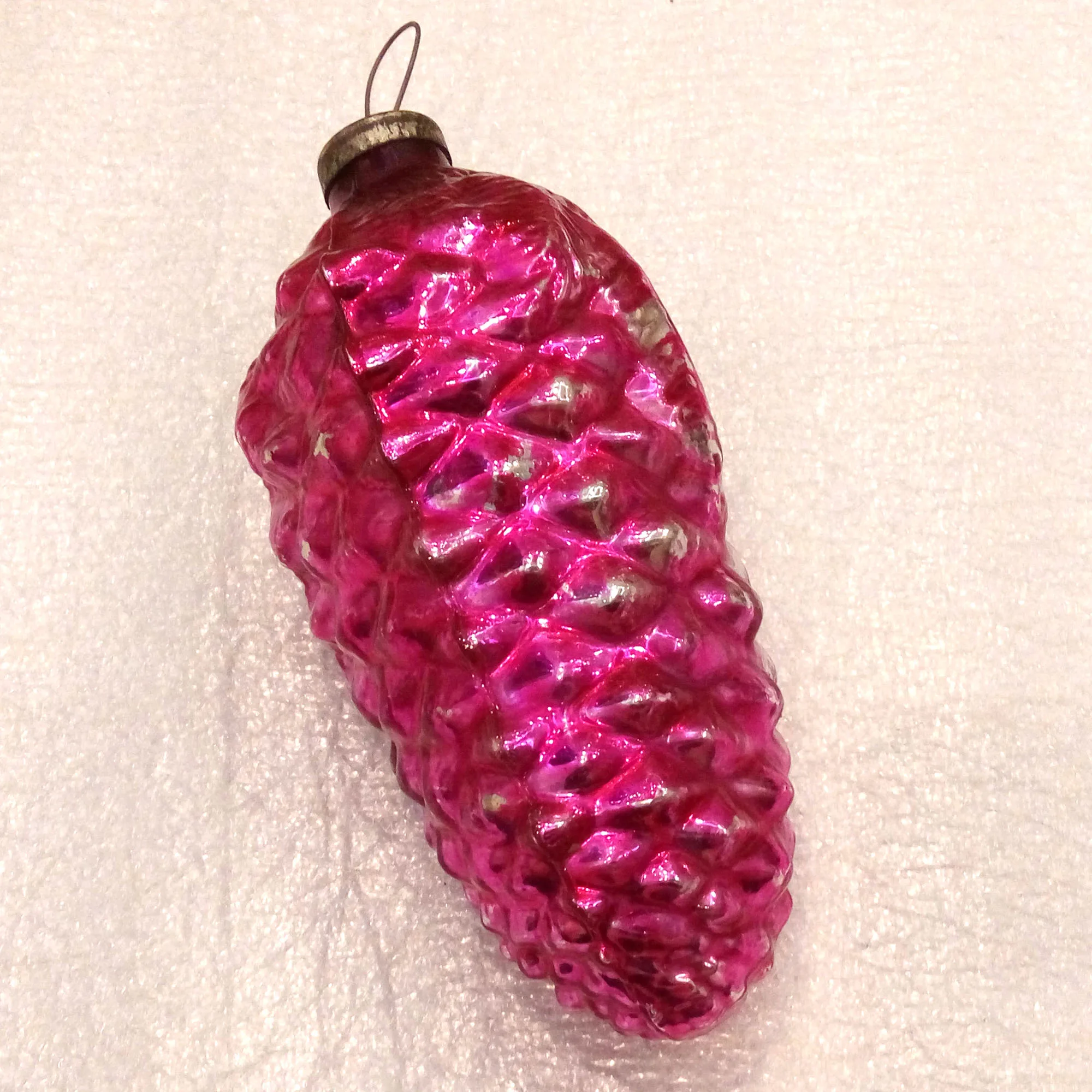 Huge Vintage Glass Christmas USSR Ornament Old Pinecone