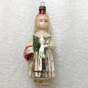 Vintage Ukrainian Glass Christmas Ornament Red Hood