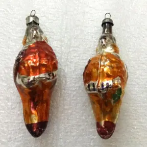 Set of 2 Vintage Mercury Glass Christmas Ornament Old Parrots