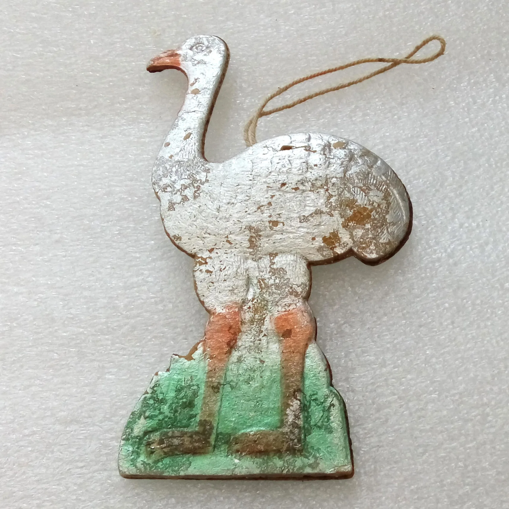 Vintage Cardboard Christmas Ornament Ostrich