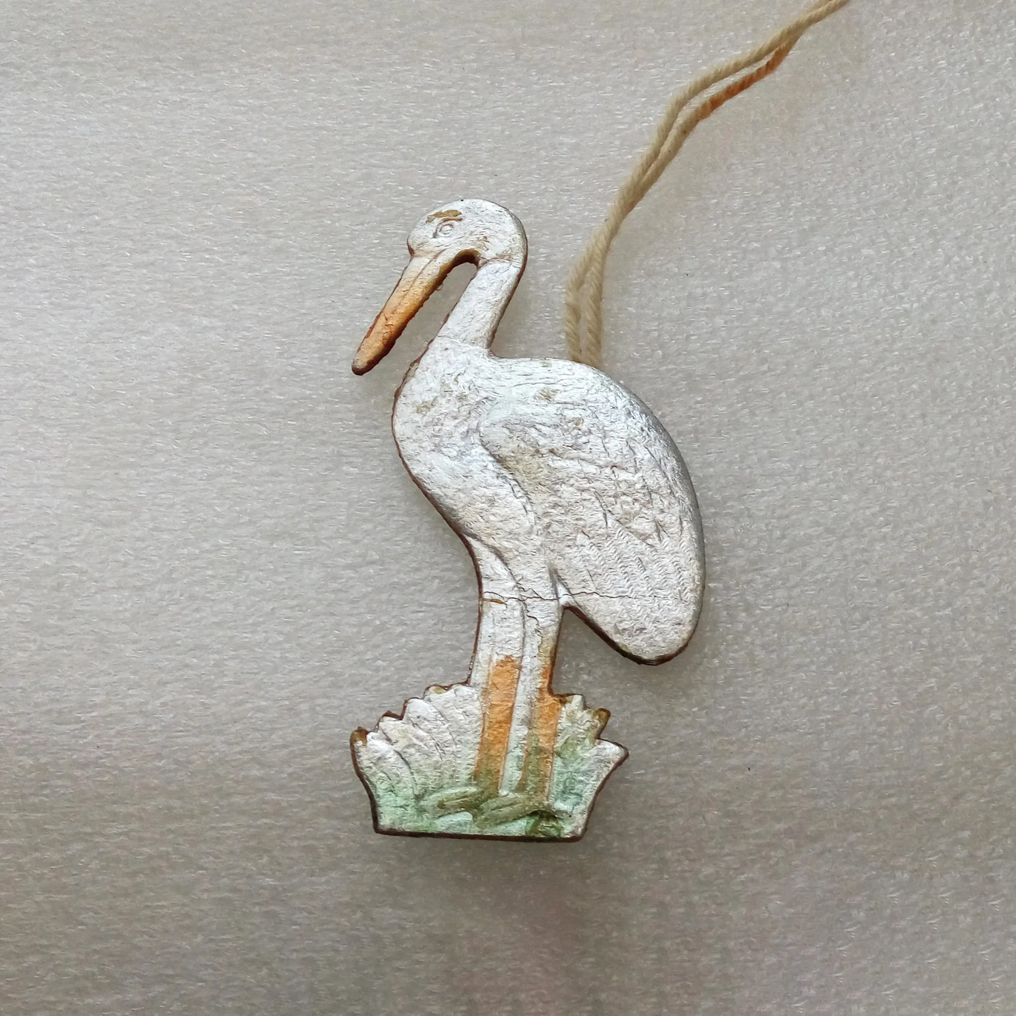 Vintage Cardboard Christmas Ornament Stork