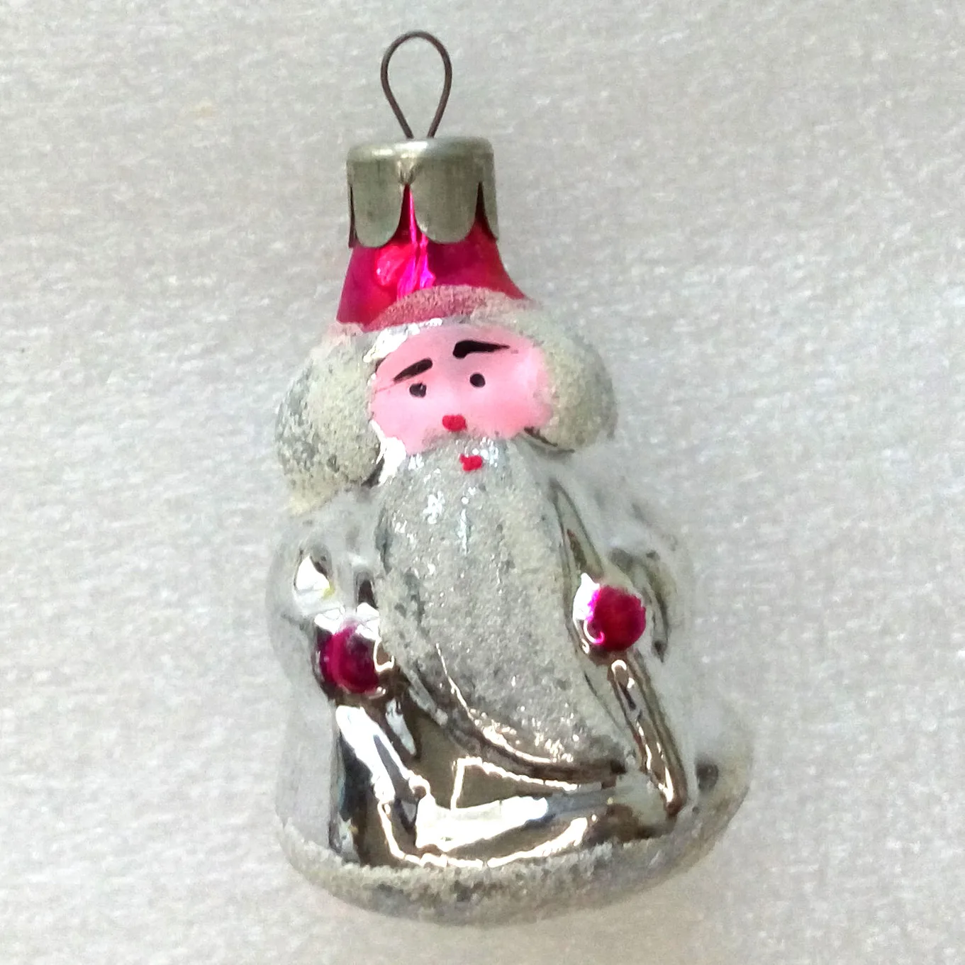 Vintage Glass Christmas Ornament Small Santa