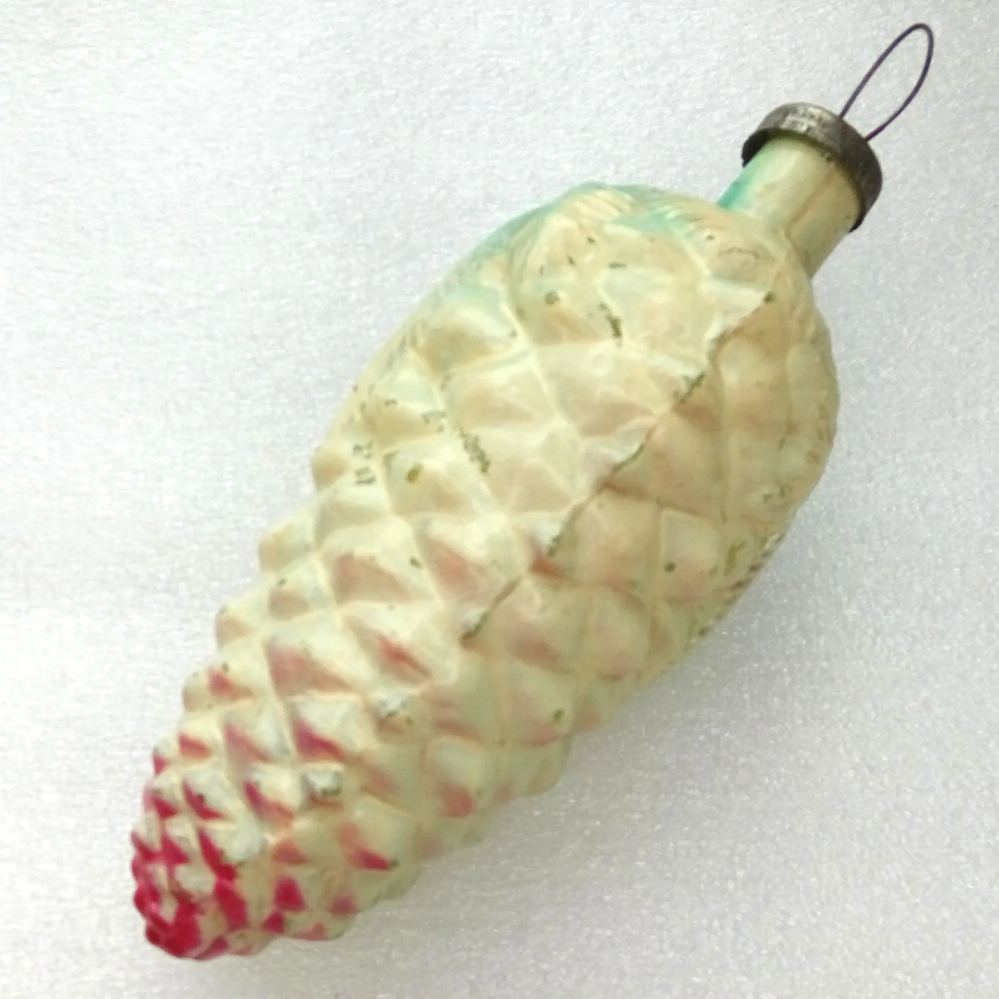 Huge Vintage Glass Christmas Ornament Pinecone