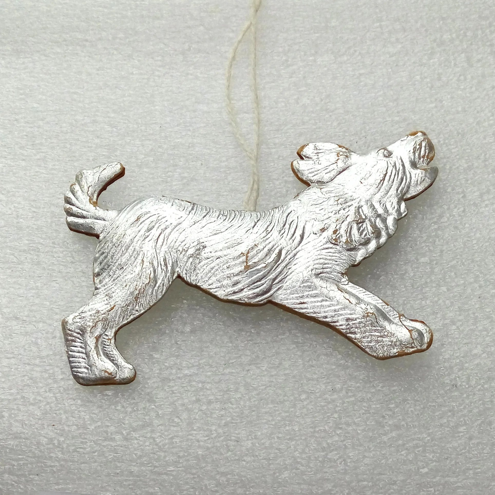 Vintage Cardboard Christmas Ornament Wolf