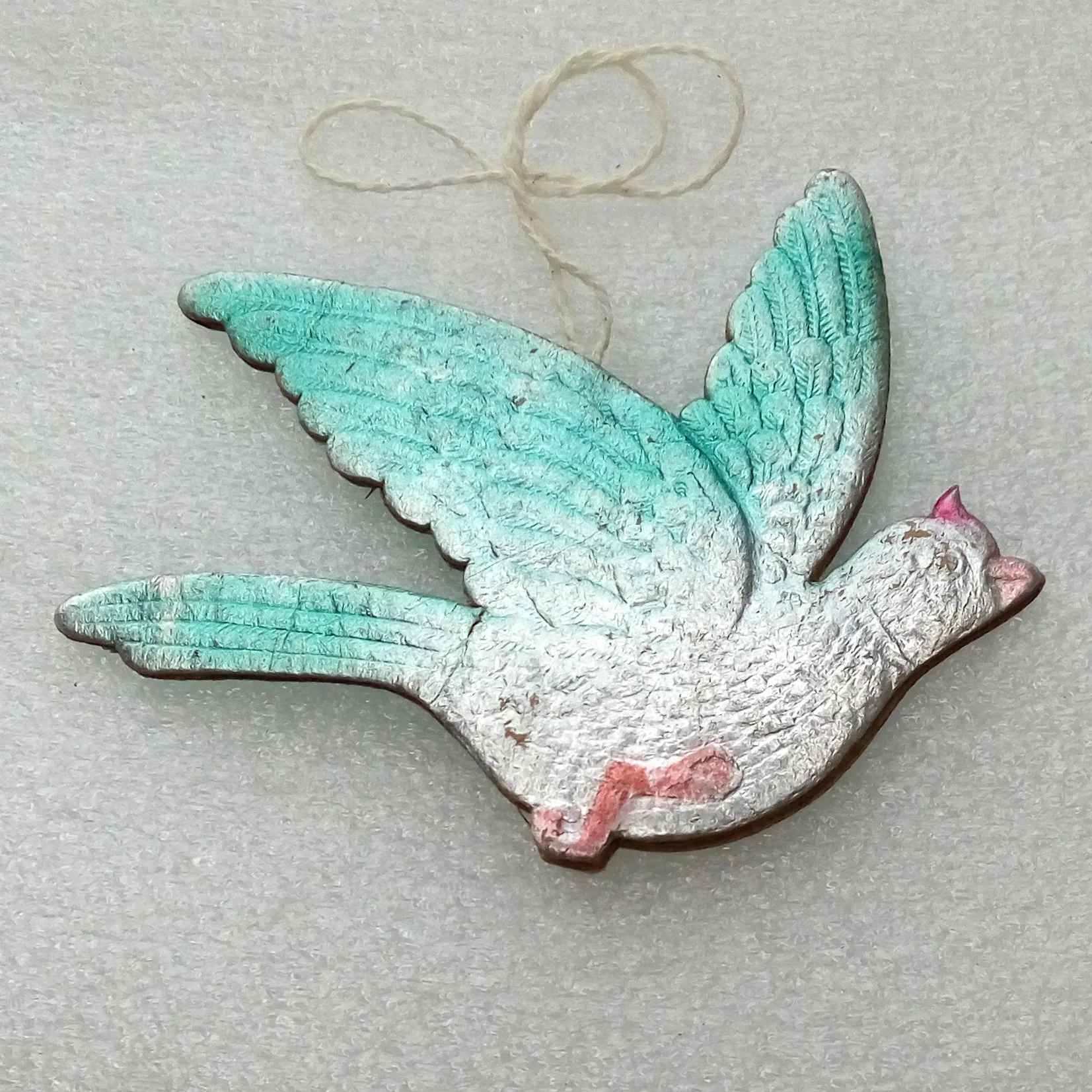 Vintage Cardboard Christmas Ornament Bird