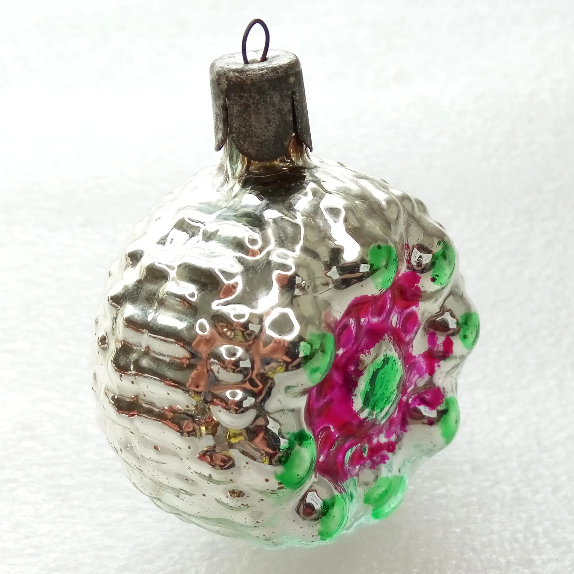 Vintage Glass Christmas Ornament Flower
