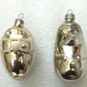 Set of 2 Vintage Ukrainian Glass Christmas Ornament Hedgehog & Owl