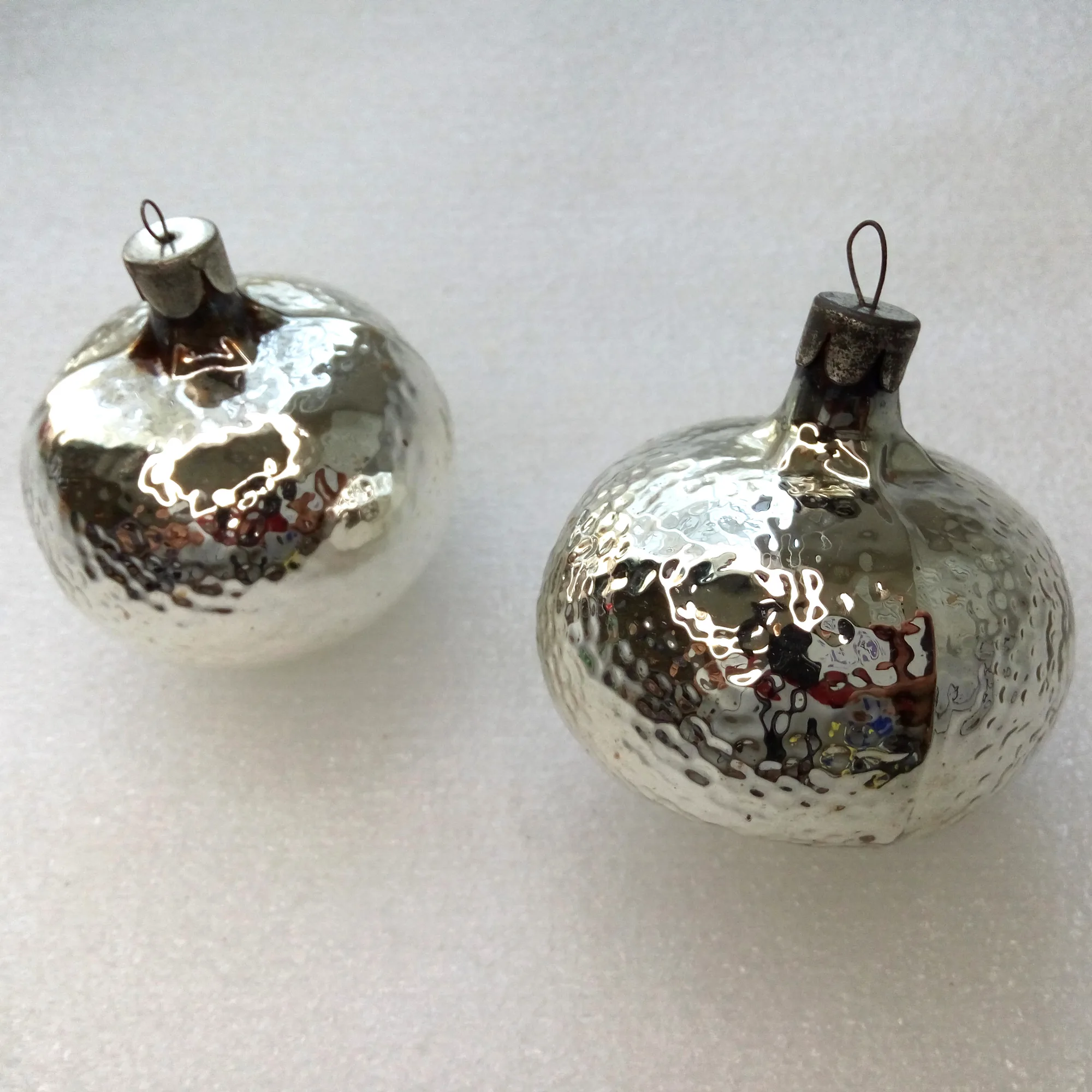 Set of 2 Vintage Glass Christmas Ornament Mandarin