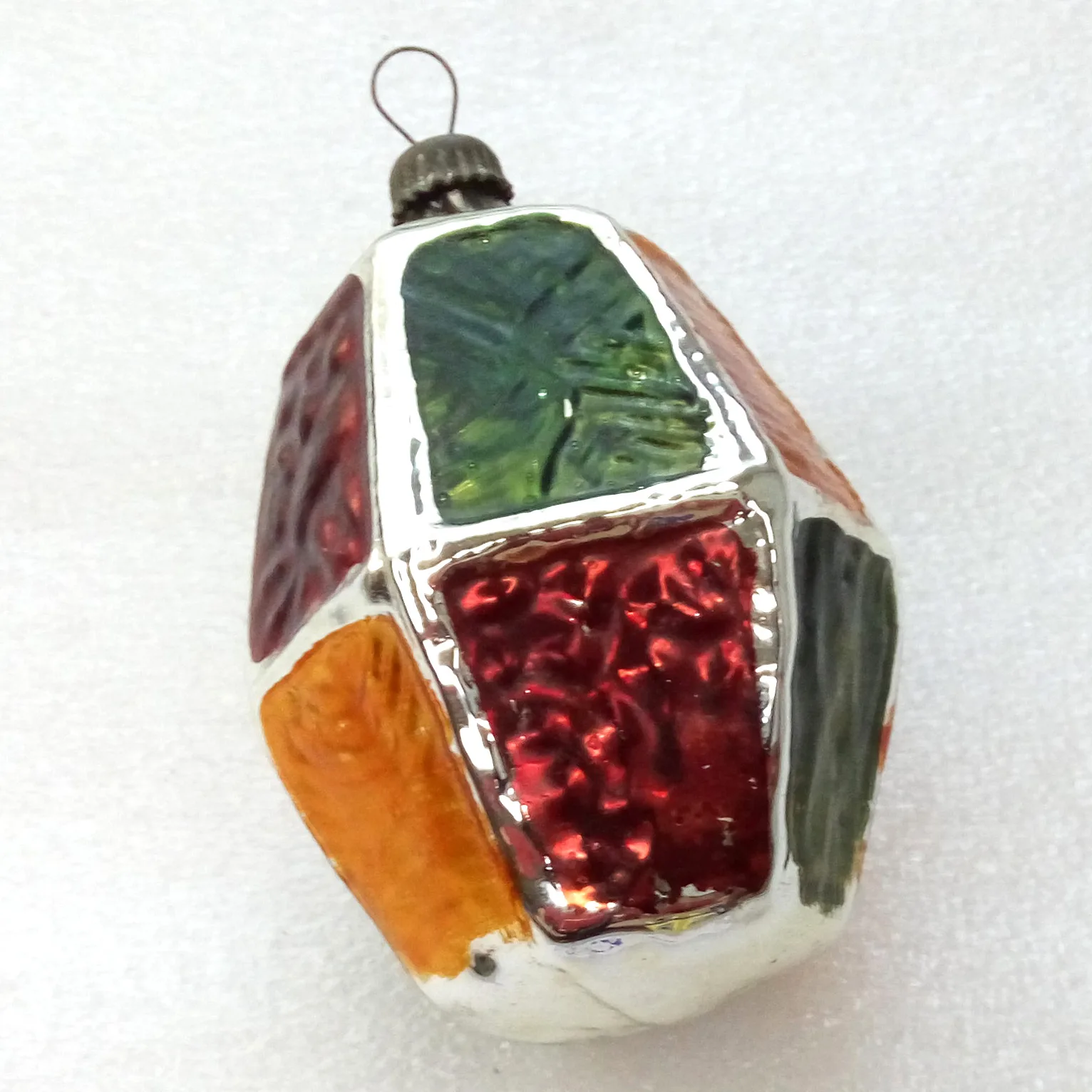 Vintage Silver Glass Christmas Ornament