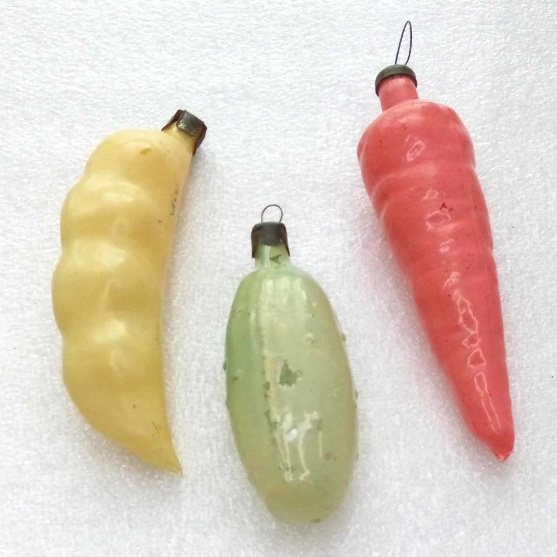 Set of 3 Vintage Glass Christmas Ornament Vegetables
