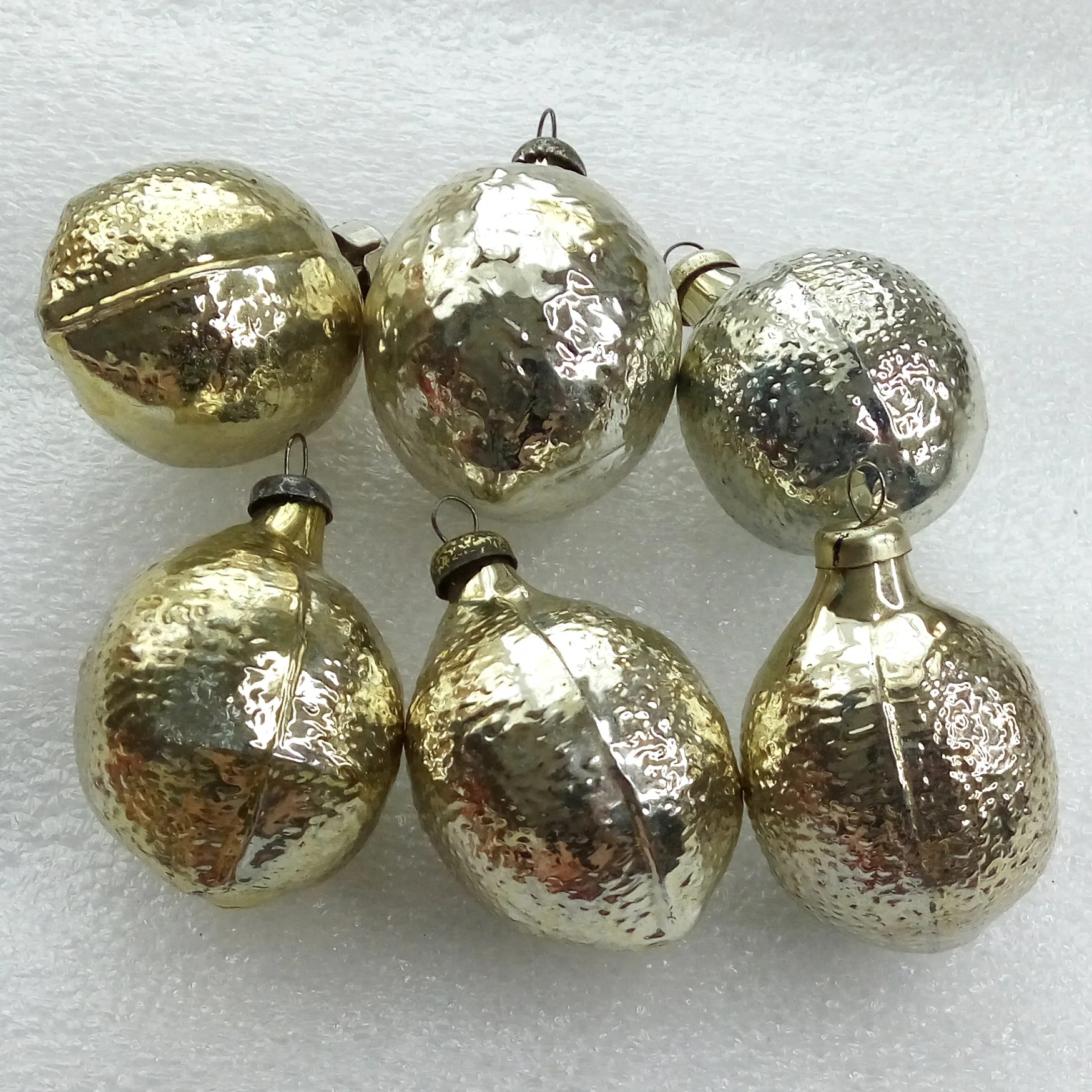 Set of 6 Vintage Glass Christmas Ornaments Lemons