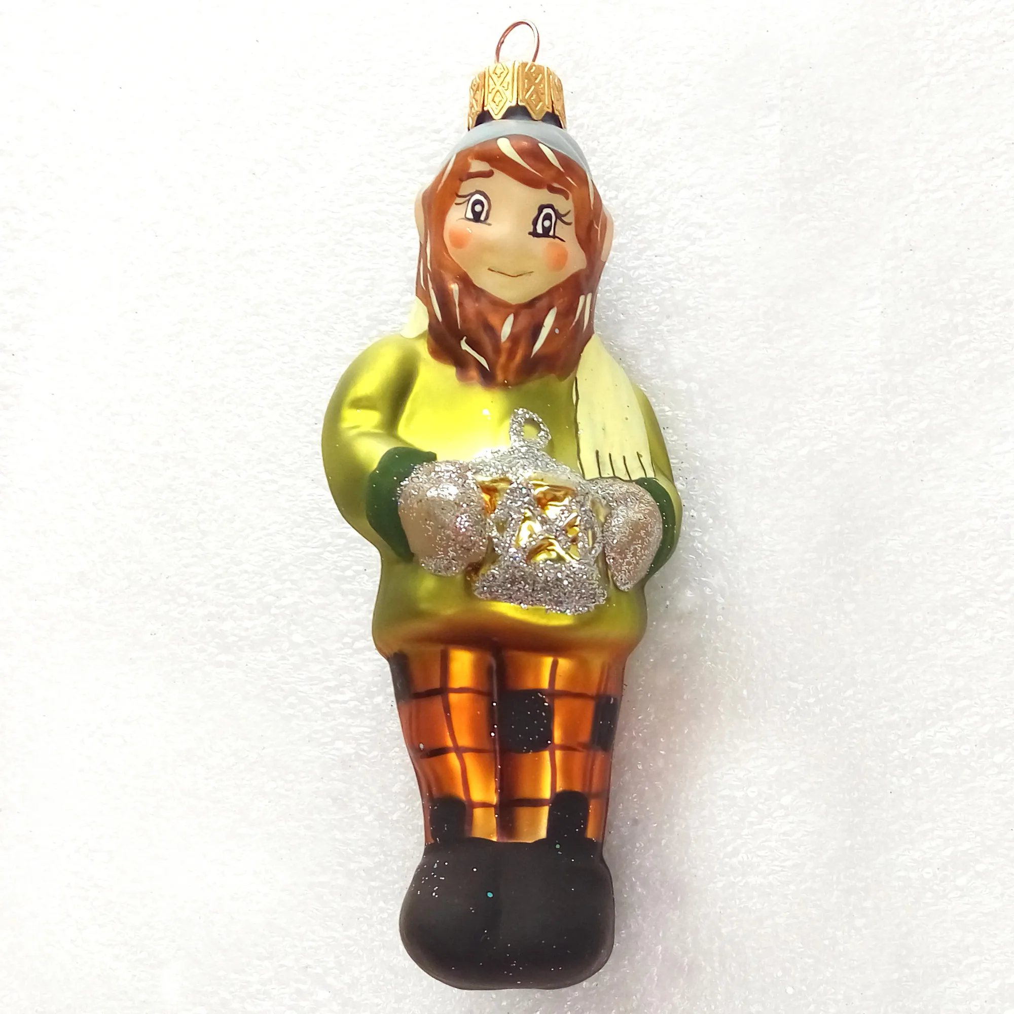Ukrainian Glass Christmas Ornament Gnome